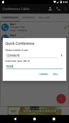 Conference Caller android App screenshot 1